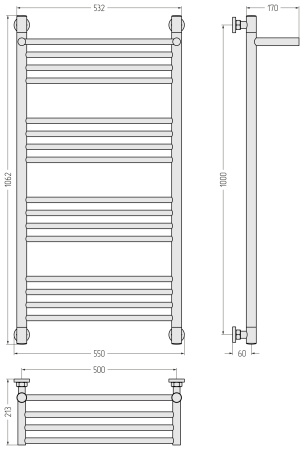Полотенцесушитель водяной Сунержа Богема с полкой + (100х50)  9005-0223-1050 глубокий черный